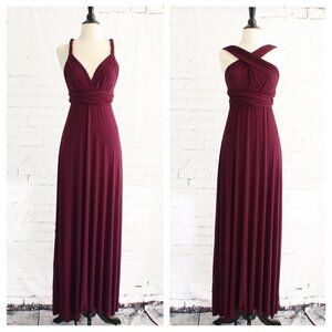 Burgundy Boho Multi Way Tie Maxi Dress NEW!